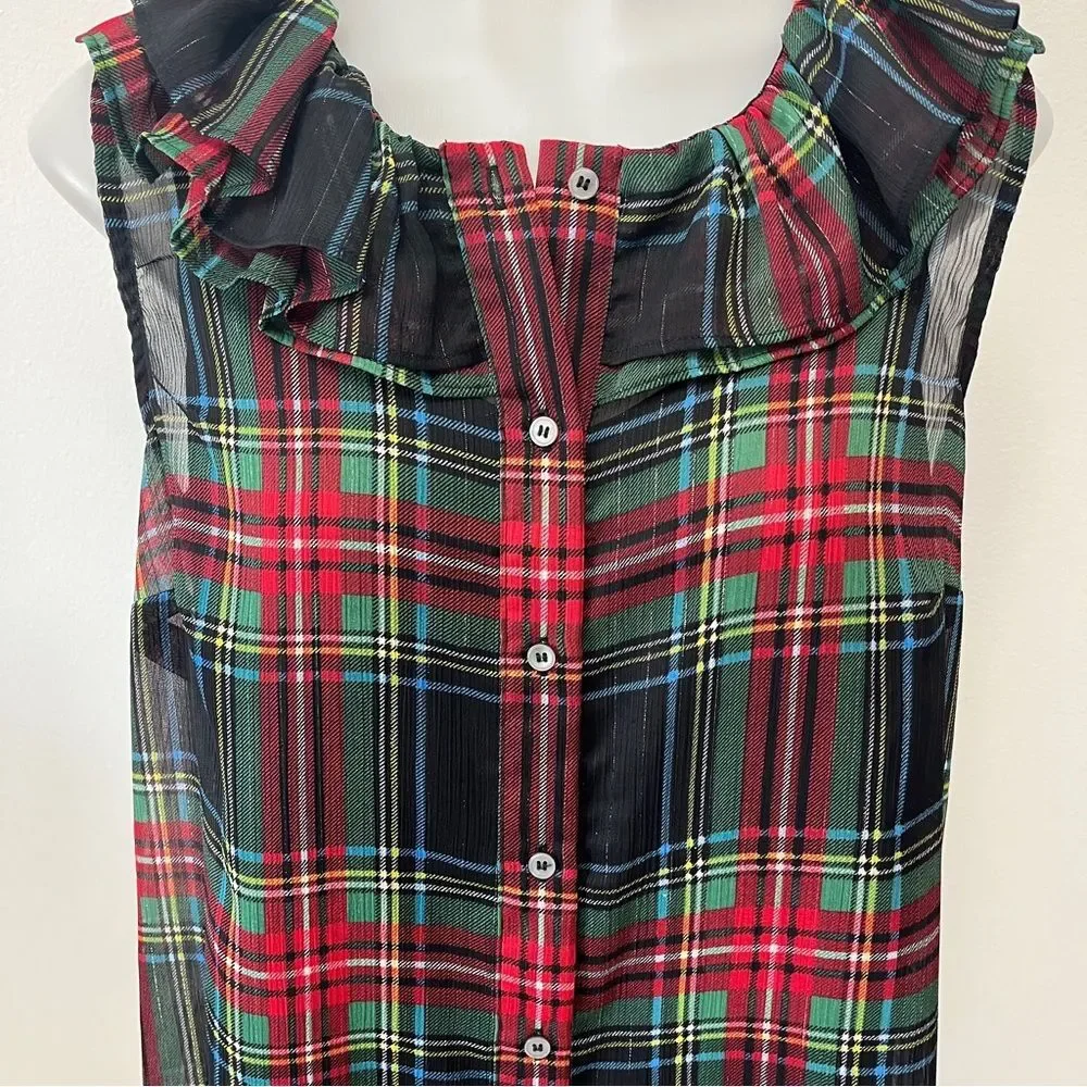 J. Crew Tartan Plaid Sleeveless Dressy Top Size S